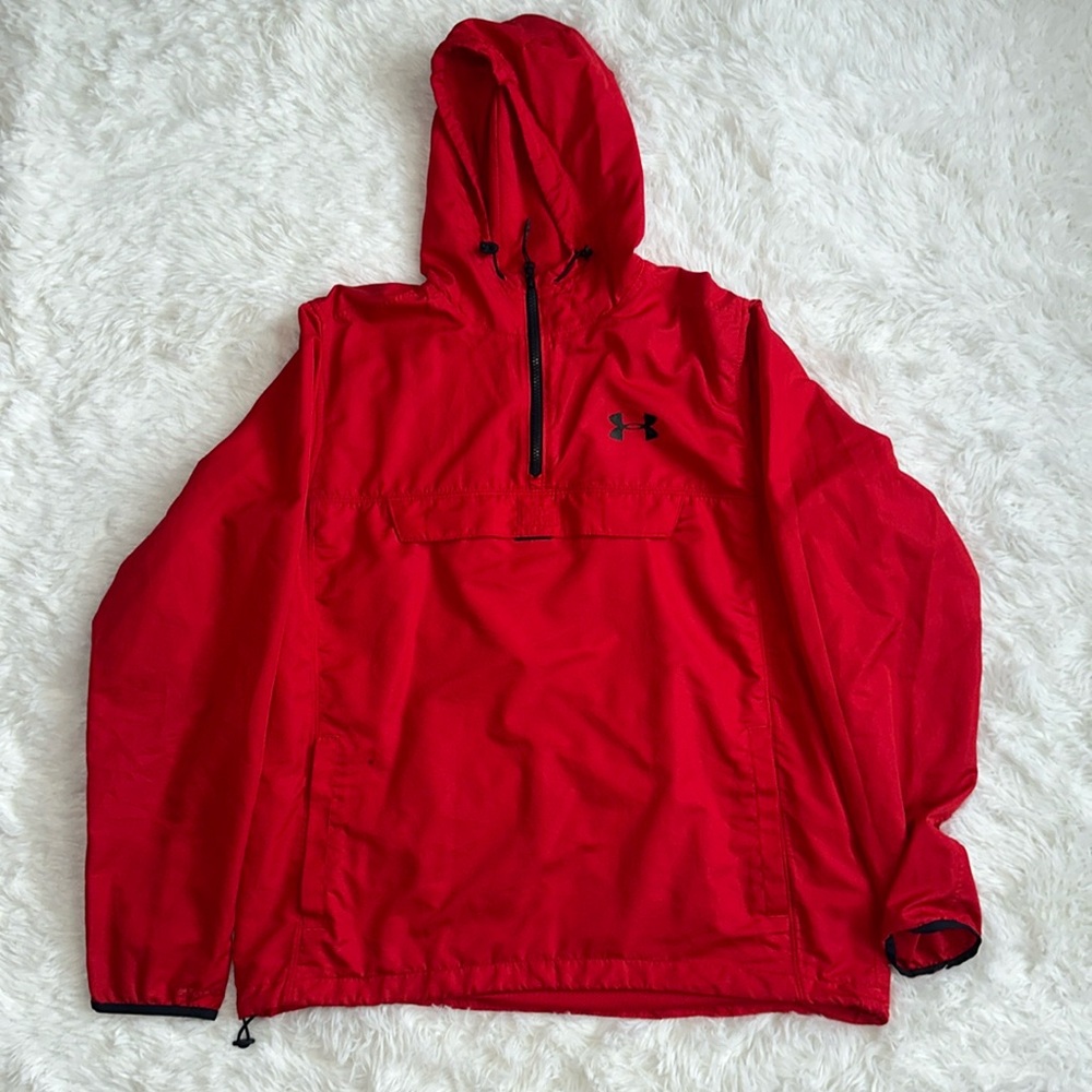 Red Under Armour quarter zip wind breaker